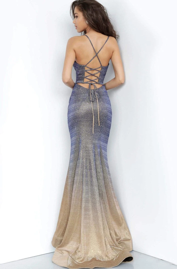 JVN By Jovani Jovani - JVN02307 Beaded Deep V-neck Trumpet Dress With Train Formal Gowns 4 JVN By Jovani Jovani - JVN02307 Beaded Deep V-neck Trumpet Dress With Train Formal Gowns