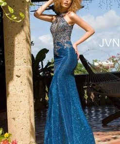 JVN By Jovani Jovani - JVN02746 Floral Embroidered Halter Dress 10 JVN By Jovani Jovani - JVN02746 Floral Embroidered Halter Dress