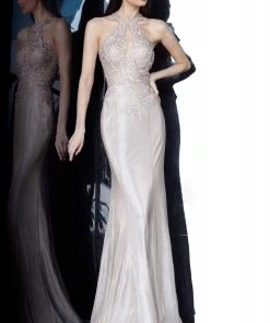 JVN By Jovani Jovani - JVN02746 Floral Embroidered Halter Dress 9 JVN By Jovani Jovani - JVN02746 Floral Embroidered Halter Dress