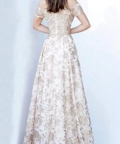 JVN By Jovani Formal Gowns Jovani - JVN03013 Sequin Floral A-Line Evening Gown 5 JVN By Jovani Formal Gowns Jovani - JVN03013 Sequin Floral A-Line Evening Gown