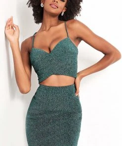 JVN By Jovani Jovani - JVN04562 Two Piece Plunging V Neck Sheath Dress