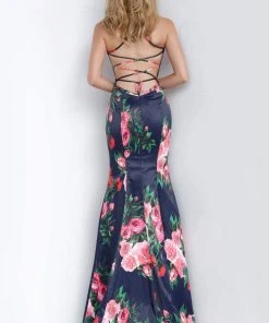 JVN By Jovani Jovani - JVN1110 Floral Print Square Trumpet Gown Formal Gowns