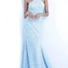 JVN By Jovani Formal Gowns Jovani - JVN1139 High Halter Glitter Mermaid Gown
