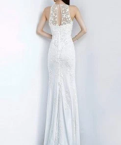 JVN By Jovani Jovani - JVN1289 Illusion Neck Embroidered Tulle Evening Dress Formal Gowns