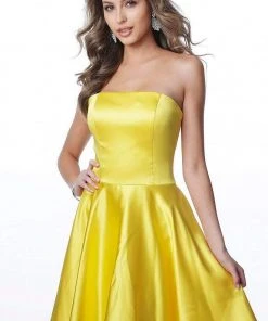 JVN By Jovani Jovani - JVN1717 Strapless Straight Neck A-line Dress Cocktail Dresses