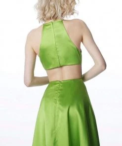 JVN By Jovani Jovani - JVN2181 Halter Satin A-line Dress Cocktail Dresses
