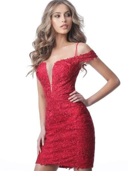 JVN By Jovani Jovani - JVN2291 Embroidered Plunging Cold Shoulder Dress Cocktail Dresses 3 JVN By Jovani Jovani - JVN2291 Embroidered Plunging Cold Shoulder Dress Cocktail Dresses