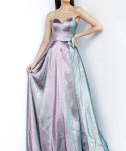 JVN By Jovani Jovani - JVN3775 Strapless Sweetheart Bodice Metallic Gown