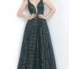 JVN By Jovani Formal Gowns Jovani - JVN3817 Novelty Glitter Plunging V-Neck Gown 1 JVN By Jovani Formal Gowns Jovani - JVN3817 Novelty Glitter Plunging V-Neck Gown