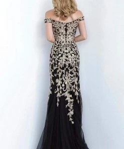 JVN By Jovani Formal Gowns Jovani - JVN3907 Lace Appliqued Tulle Mermaid Dress
