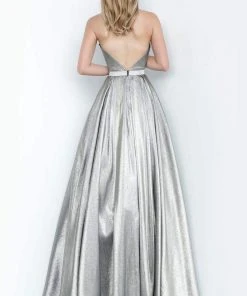 JVN By Jovani Formal Gowns Jovani - JVN4187 Deep Halter V-neck Ballgown