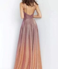 JVN By Jovani Jovani - JVN4327 Crisscross Strapped Bodice High Slit Gown