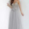 JVN By Jovani Formal Gowns Jovani - JVN4396 Embellished Plunging V-neck Ballgown