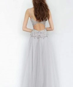 JVN By Jovani Formal Gowns Jovani - JVN4396 Embellished Plunging V-neck Ballgown 6 JVN By Jovani Formal Gowns Jovani - JVN4396 Embellished Plunging V-neck Ballgown