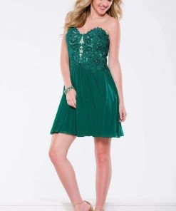 JVN By Jovani Jovani - JVN47312 Strapless Lace Sweetheart A-line Dress Cocktail Dresses