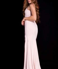 JVN By Jovani Jovani - JVN51553 Ruched Jersey High Slit Long Gown