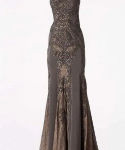 JVN By Jovani Jovani - JVN55869 Beaded Lace Halter Sheath Dress Formal Gowns