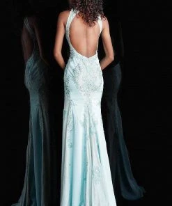 JVN By Jovani Jovani - JVN55869 Beaded Lace Halter Sheath Dress Formal Gowns