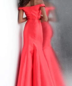 JVN By Jovani Jovani - JVN58068 Plunging Illusion Off Shoulder Trumpet Prom Dress