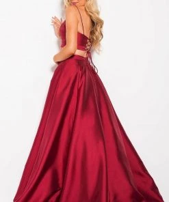 JVN By Jovani Jovani - JVN59636 Lace-Up Back Two-Piece Mikado Ballgown