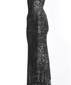 JVN By Jovani Jovani - JVN60139 Patterned Sparkle Off Shoulder Long Gown 15 JVN By Jovani Jovani - JVN60139 Patterned Sparkle Off Shoulder Long Gown