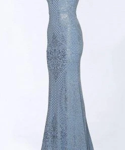 JVN By Jovani Jovani - JVN60139 Patterned Sparkle Off Shoulder Long Gown 14 JVN By Jovani Jovani - JVN60139 Patterned Sparkle Off Shoulder Long Gown