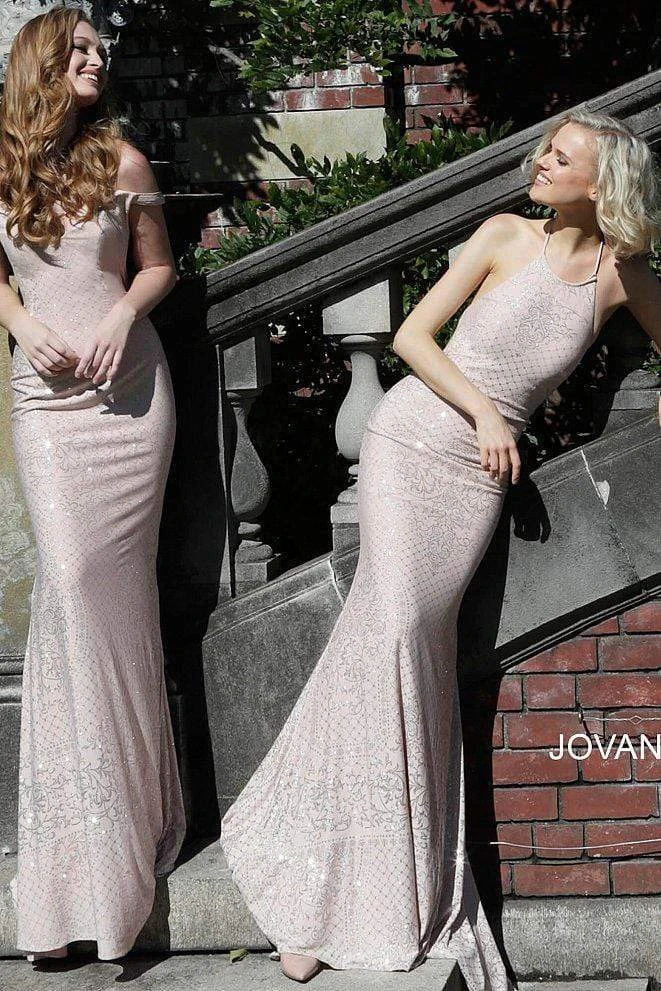 JVN By Jovani Jovani - JVN60139 Patterned Sparkle Off Shoulder Long Gown 7 JVN By Jovani Jovani - JVN60139 Patterned Sparkle Off Shoulder Long Gown