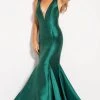 JVN By Jovani Jovani - JVN60917 Plunging V-Neck Ribbon Ornate Mermaid Gown Formal Gowns