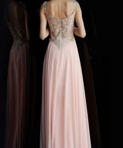 JVN By Jovani Jovani - JVN62321 Sleeveless Beaded Plunging V-neck Chiffon Dress