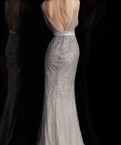 JVN By Jovani Formal Gowns Jovani - JVN62500 Metallic Illusion V-Neck Sheath Gown 5 JVN By Jovani Formal Gowns Jovani - JVN62500 Metallic Illusion V-Neck Sheath Gown