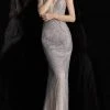 JVN By Jovani Formal Gowns Jovani - JVN62500SC Shimmering Sleeveless Long Gown - 1 Pc Silver/Nude In Size 6 Available