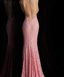 JVN By Jovani Jovani - JVN63391 Fully Lace Deep Halter V-neck Trumpet Dress 7 JVN By Jovani Jovani - JVN63391 Fully Lace Deep Halter V-neck Trumpet Dress