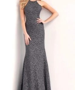 JVN By Jovani Jovani - JVN64010 High Halter Beaded Lace Gown 12 JVN By Jovani Jovani - JVN64010 High Halter Beaded Lace Gown