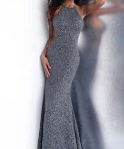 JVN By Jovani Jovani - JVN64010 High Halter Beaded Lace Gown 14 JVN By Jovani Jovani - JVN64010 High Halter Beaded Lace Gown