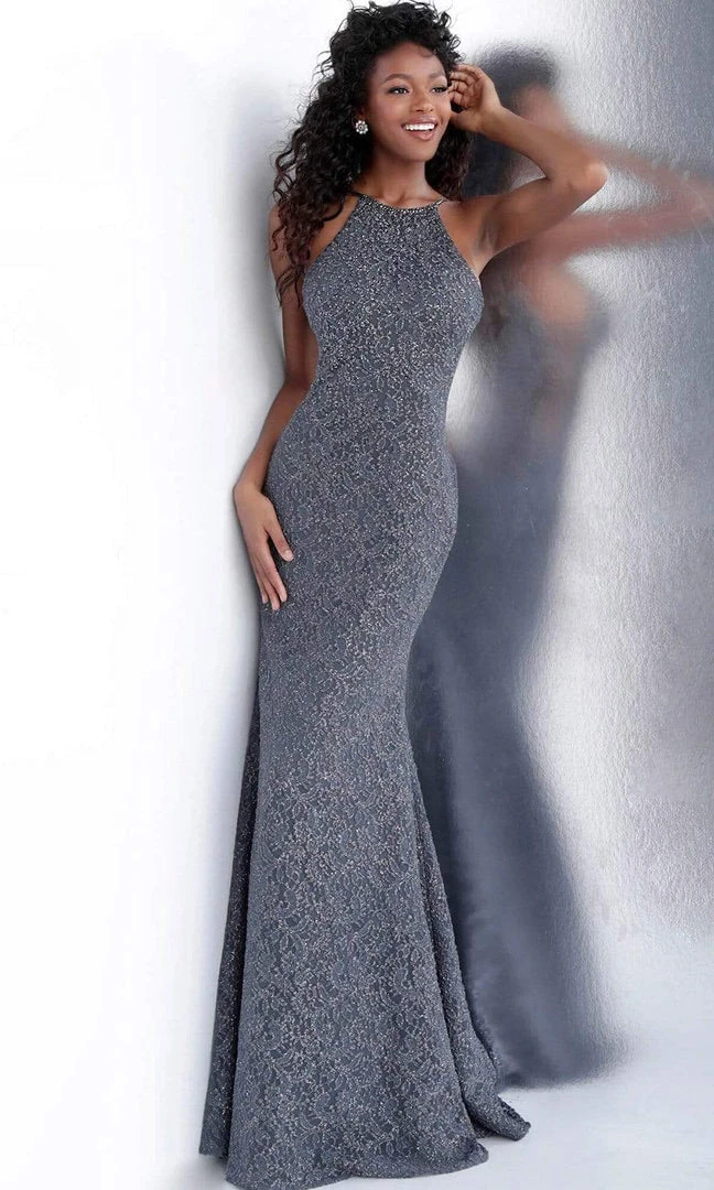 JVN By Jovani Jovani - JVN64010 High Halter Beaded Lace Gown 8 JVN By Jovani Jovani - JVN64010 High Halter Beaded Lace Gown