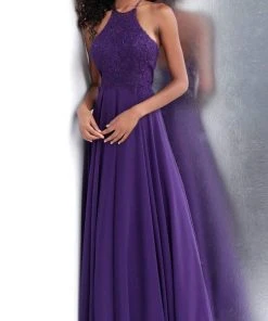 JVN By Jovani Jovani - JVN64114 Embroidered Halter Neck A-line Dress Formal Gowns 8 JVN By Jovani Jovani - JVN64114 Embroidered Halter Neck A-line Dress Formal Gowns