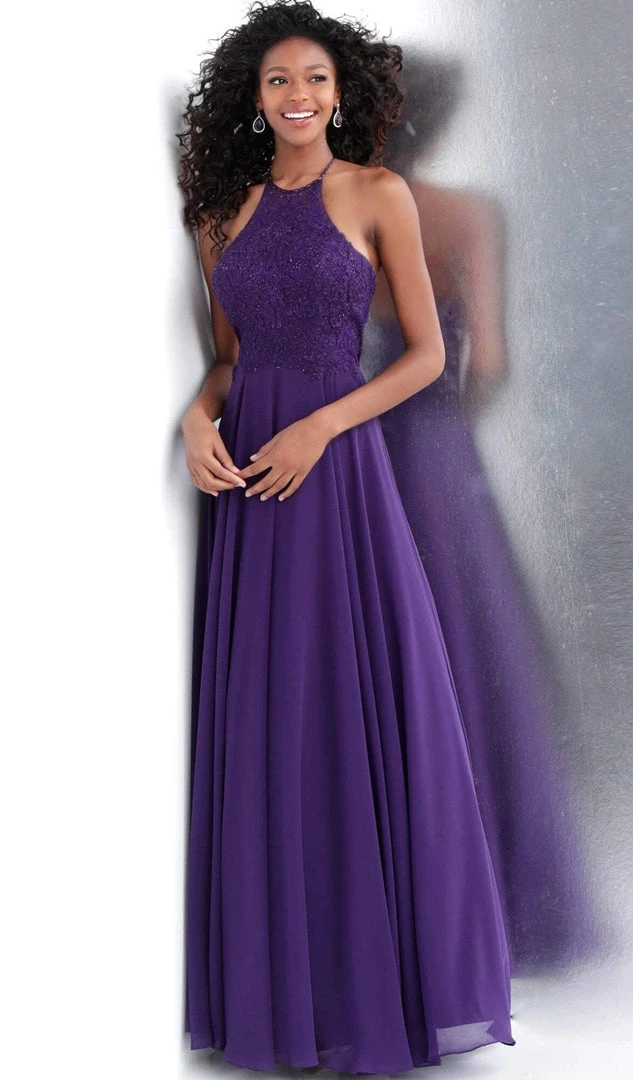 JVN By Jovani Jovani - JVN64114 Embroidered Halter Neck A-line Dress Formal Gowns 5 JVN By Jovani Jovani - JVN64114 Embroidered Halter Neck A-line Dress Formal Gowns