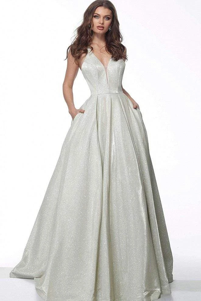 JVN By Jovani Jovani - JVN65851 Metallic Crisscross Strapped A-Line Gown 8 JVN By Jovani Jovani - JVN65851 Metallic Crisscross Strapped A-Line Gown