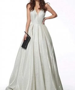 JVN By Jovani Jovani - JVN65851 Metallic Crisscross Strapped A-Line Gown 14 JVN By Jovani Jovani - JVN65851 Metallic Crisscross Strapped A-Line Gown