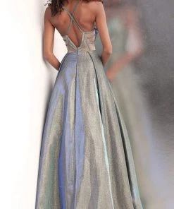 JVN By Jovani Jovani - JVN65851 Metallic Crisscross Strapped A-Line Gown 11 JVN By Jovani Jovani - JVN65851 Metallic Crisscross Strapped A-Line Gown