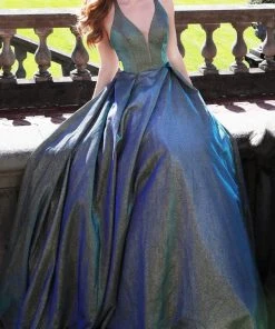 JVN By Jovani Jovani - JVN65851 Metallic Crisscross Strapped A-Line Gown 13 JVN By Jovani Jovani - JVN65851 Metallic Crisscross Strapped A-Line Gown