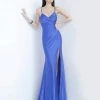 JVN By Jovani Formal Gowns Jovani - JVN66714 Gathered Surplice High Slit Gown 1 JVN By Jovani Formal Gowns Jovani - JVN66714 Gathered Surplice High Slit Gown