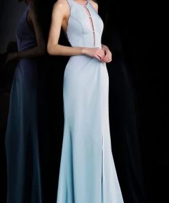 JVN By Jovani Jovani - JVN67262 Jewel Neck Trumpet Dress With Criss Cross Open Back