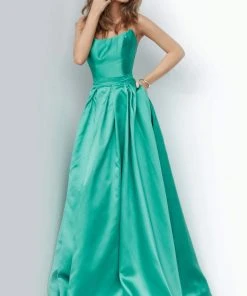 JVN By Jovani Jovani - JVN67858 Strapless Pleated Ballgown With Slit And Train