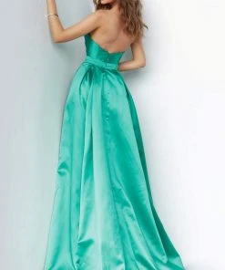 JVN By Jovani Jovani - JVN67858 Strapless Pleated Ballgown With Slit And Train 9 JVN By Jovani Jovani - JVN67858 Strapless Pleated Ballgown With Slit And Train