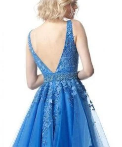 JVN By Jovani Jovani - JVN68267 Bedazzled V-neck A-line Cocktail Dress