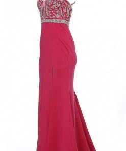 JVN By Jovani Formal Gowns Jovani - JVN68317 Beaded Deep V-neck Mermaid Dress