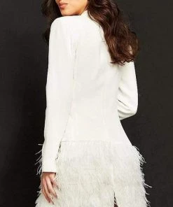 Jovani - M1262 Feather Embellished Mini Suit Dress Cocktail Dresses 7 Jovani - M1262 Feather Embellished Mini Suit Dress Cocktail Dresses