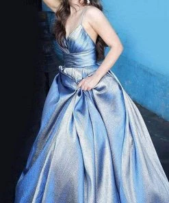 Jovani - Metallic Pleated Sweetheart Ballgown 2094SC - 1 Pc Rose/Gold In Size 16 Available