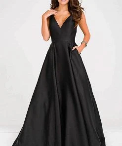 JVN By Jovani Jovani - Plunging V-Neck Prom Ballgown JVN48791SC - 1 Pc Black In Size 20 Available Formal Gowns